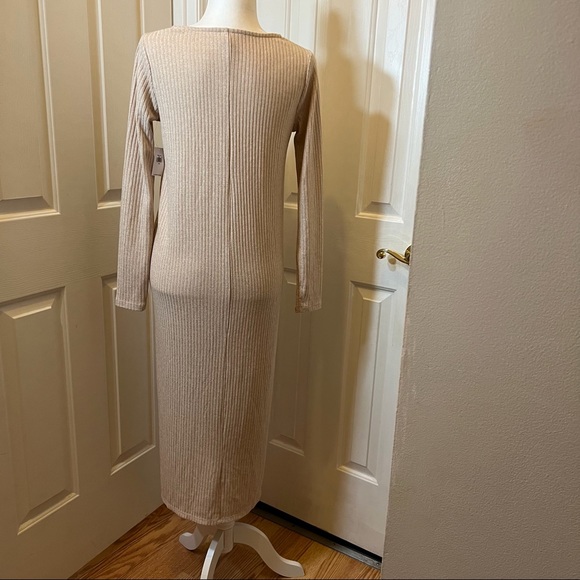 Old Navy Rib Knit Cardigan Sweater Midi Wishbone Beige Dress Size XS - Picture 8 of 12